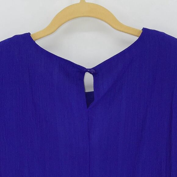 Womens 2 Pc Set Short Sleeve Blouse Printed Duster Cardigan Blue Purple Size 3X - Picture 7 of 10